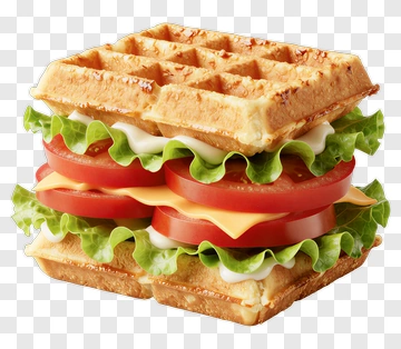 Waffle Sandwich With Lettuce And Tomato PNG