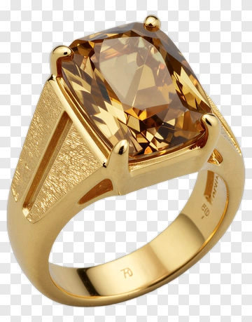Gold Ring With Brown Gemstone PNG