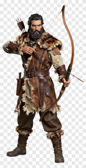 Archer In Leather Armor With Bow PNG