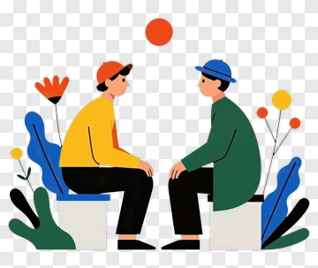 Two People Sitting And Talking PNG