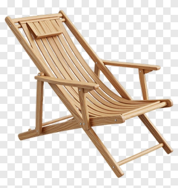 Wooden Deck Chair PNG