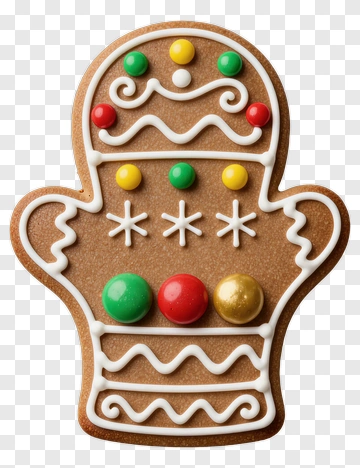 Gingerbread Cookie Decorated With Colorful Icing PNG
