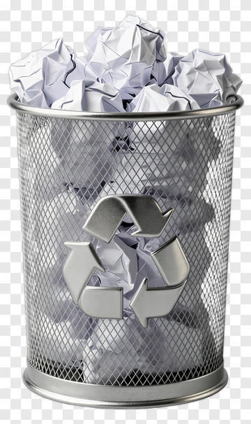 Recycling Bin Filled With Crumpled Paper PNG