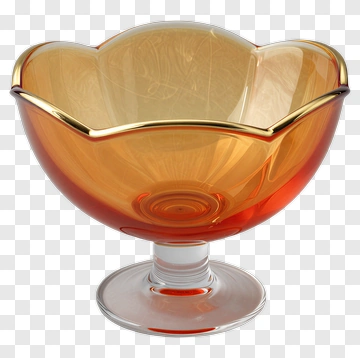 Amber Glass Bowl With Gold Rim PNG