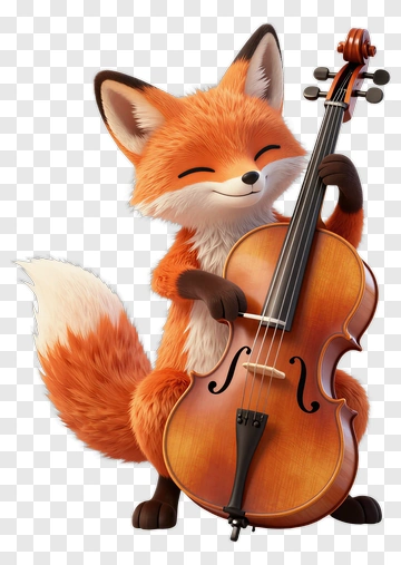 3D Fox Playing A Violin PNG