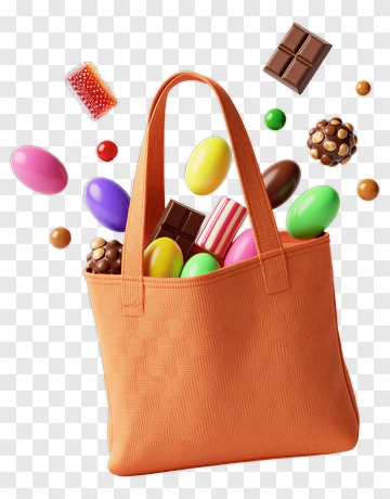 Candy Basket Filled With Colorful Treats PNG