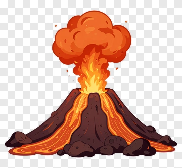 Cartoon Volcano Erupting Lava PNG