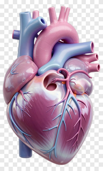 3D Heart Model With Vascular Structure PNG