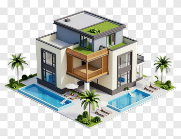 Modern House With Swimming Pools PNG
