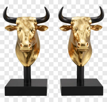 Gold Bull Head Sculpture PNG