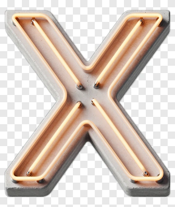 Neon X Letter Sign PNG