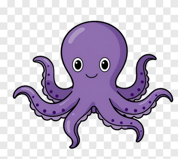Cartoon Purple Octopus PNG