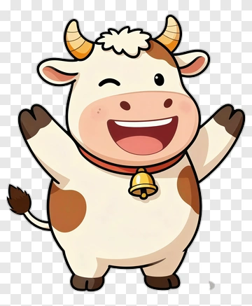 Cartoon Cow Smiling And Waving PNG