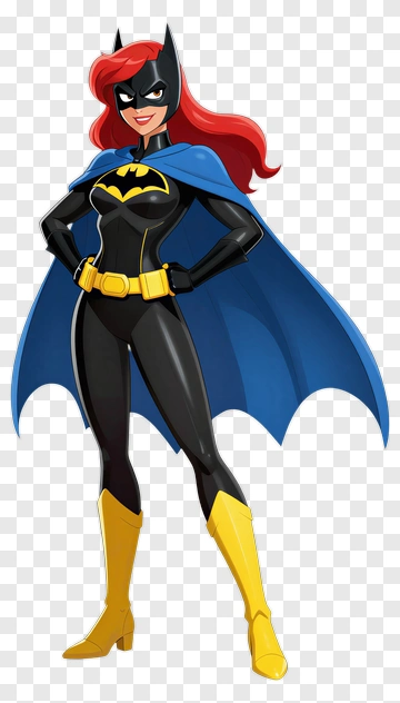 Cartoon Batgirl In Superhero Costume PNG