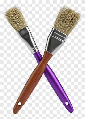 Paint Brushes With Purple And Brown Handles PNG