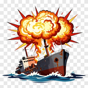 Exploding Ship In Ocean PNG