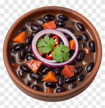 Bowl Of Black Bean Soup With Vegetables PNG