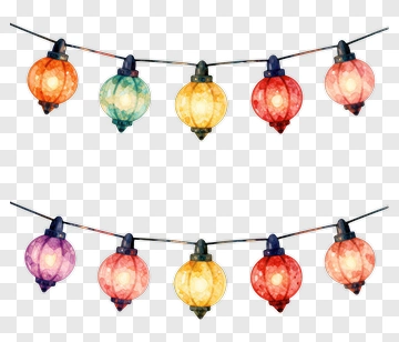 Colorful Lantern String Lights PNG