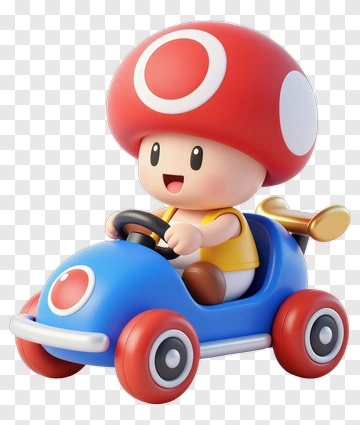 Cartoon Character Driving A Blue Go-Kart PNG