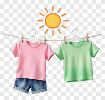 Summer Clothes Hanging On A Line PNG