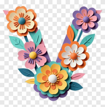 Colorful Paper Flowers Arrangement PNG