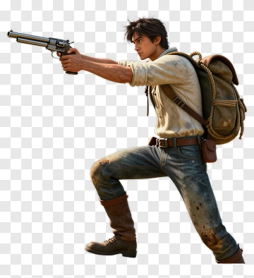 Adventurer Holding A Pistol PNG