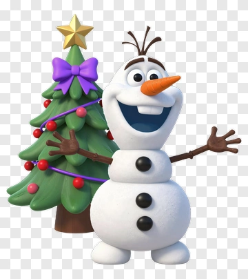 Cartoon Snowman With Christmas Tree PNG