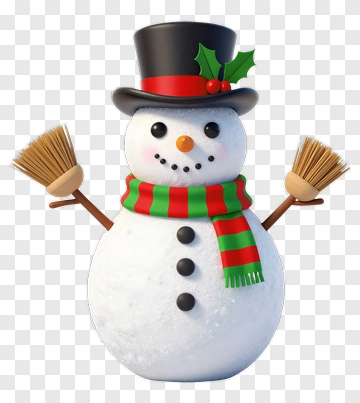 Cartoon Snowman Wearing A Hat And Scarf PNG