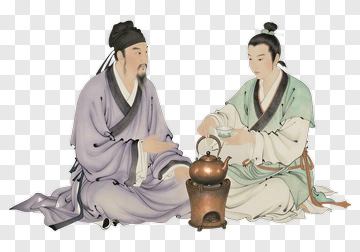 Two Scholars Engaging In Tea Ceremony PNG