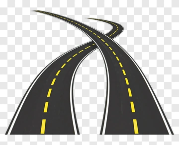Curved Road With Yellow Lane Markings PNG