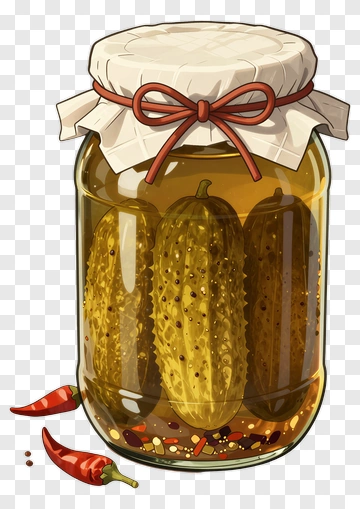 Pickle Jar With Chili Peppers PNG