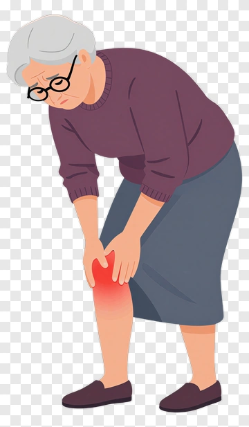 Elderly Woman Holding Her Knee In Pain PNG