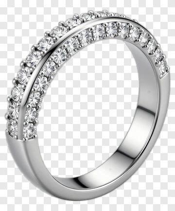 Silver Ring With Diamonds PNG