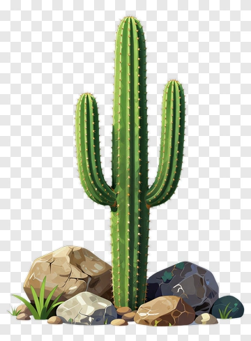 Cactus Surrounded By Rocks PNG