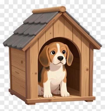 Cartoon Beagle In A Dog House PNG