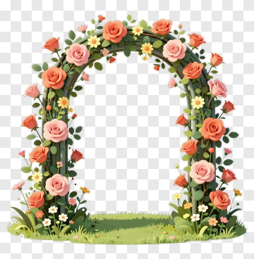 Floral Archway With Roses And Flowers PNG