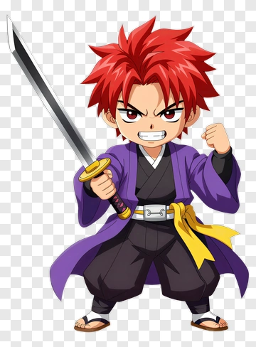 Cartoon Samurai Holding A Sword PNG