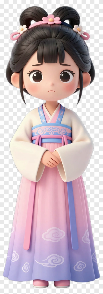 Cartoon Girl In Traditional Hanbok PNG