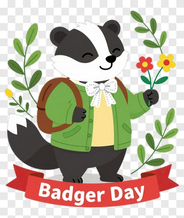 Cartoon Badger Celebrating Badger Day PNG