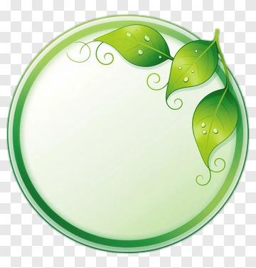 Circular Green Frame With Leaves PNG