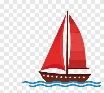 Sailboat With Red Sails On Water PNG