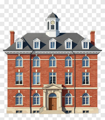 Classic Red Brick Building With Clock Tower PNG