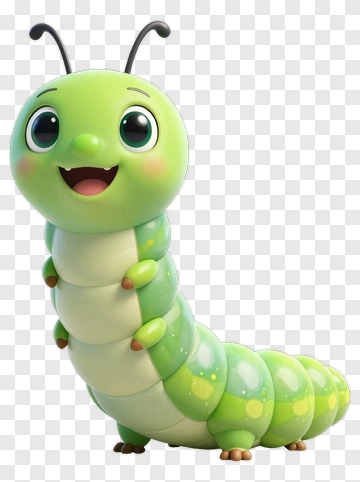 Cartoon Caterpillar With A Happy Expression PNG