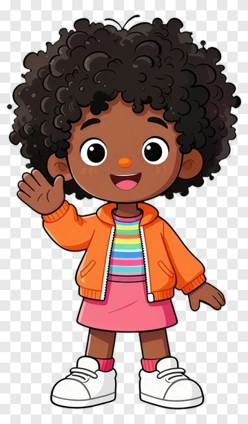 Cartoon Girl Waving Hello PNG