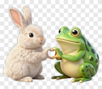 Cartoon Rabbit And Frog Making A Heart Shape PNG