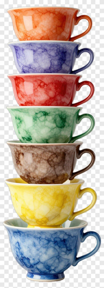 Colorful Stacked Teacups PNG