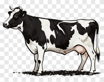 Cartoon Cow Standing On Grass PNG
