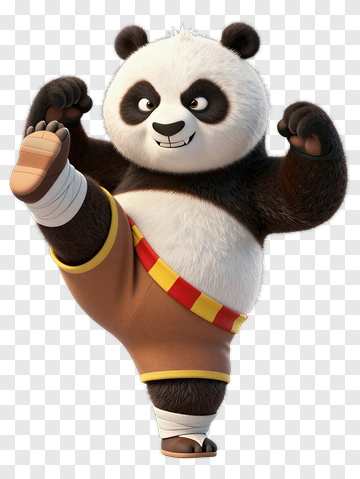 Cartoon Panda Kicking PNG