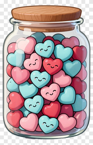 Colorful Heart Candy Jar PNG