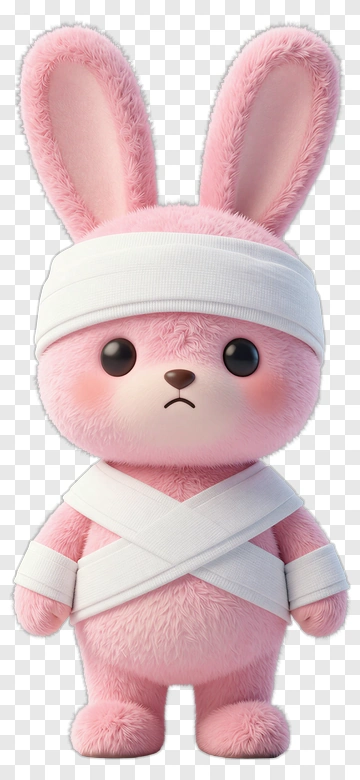 Cartoon Bunny With Bandages PNG